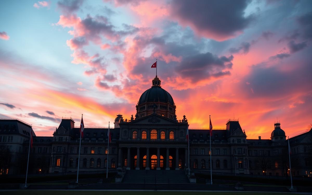 Palais fédéral suisse à Berne au crépuscule
