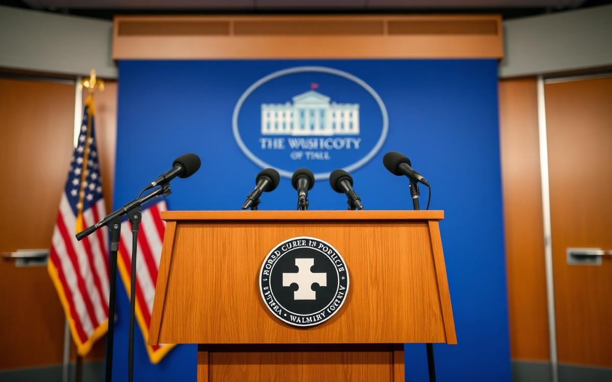 Pupitre de conférence de presse avec micros